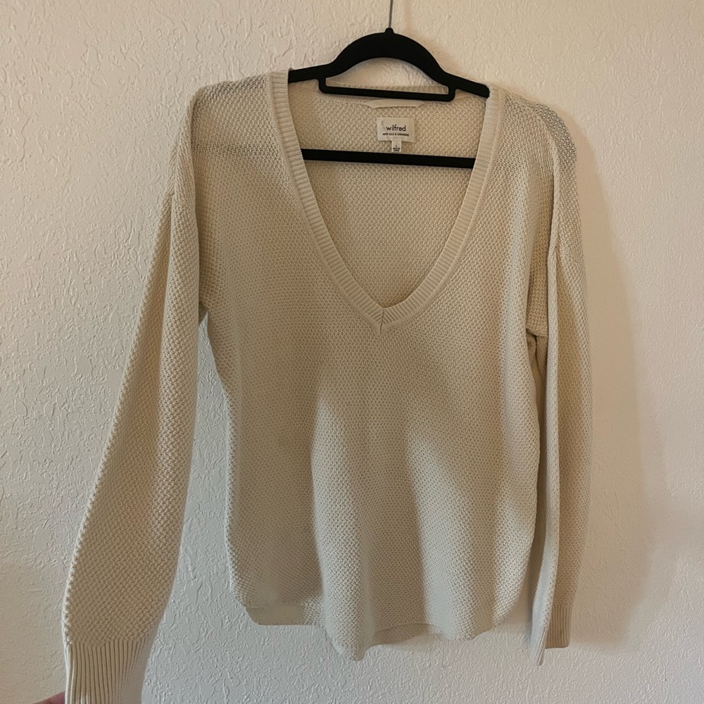 Aritzia Wilfred Silk & Cashmere Waffle Knit Sweater